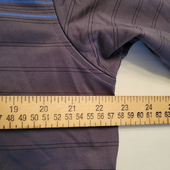 Pebble Beach Performance Golf Polo Shirt Mens Large Gray Striped - Picture 2 of 3